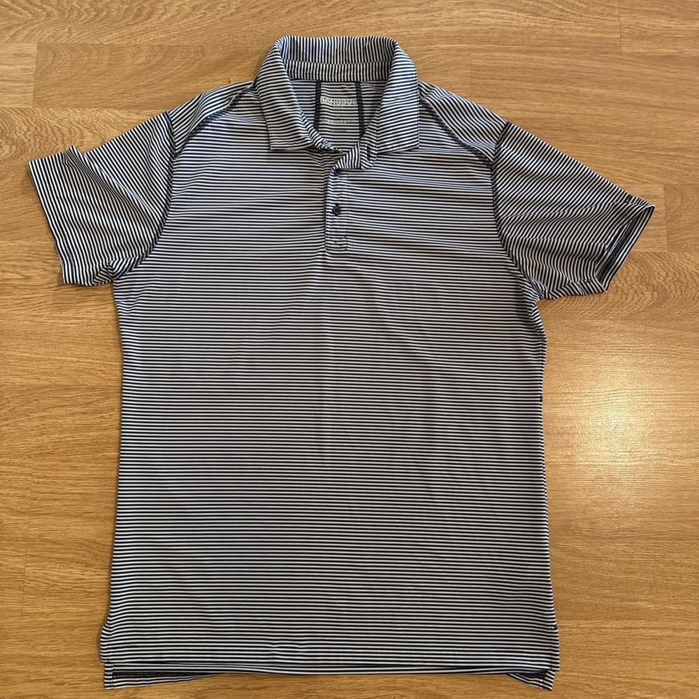 Bonobos Golf Polo Shirt Mens Large Standard Fit Blue Striped M-Flex Performance - Picture 1 of 8